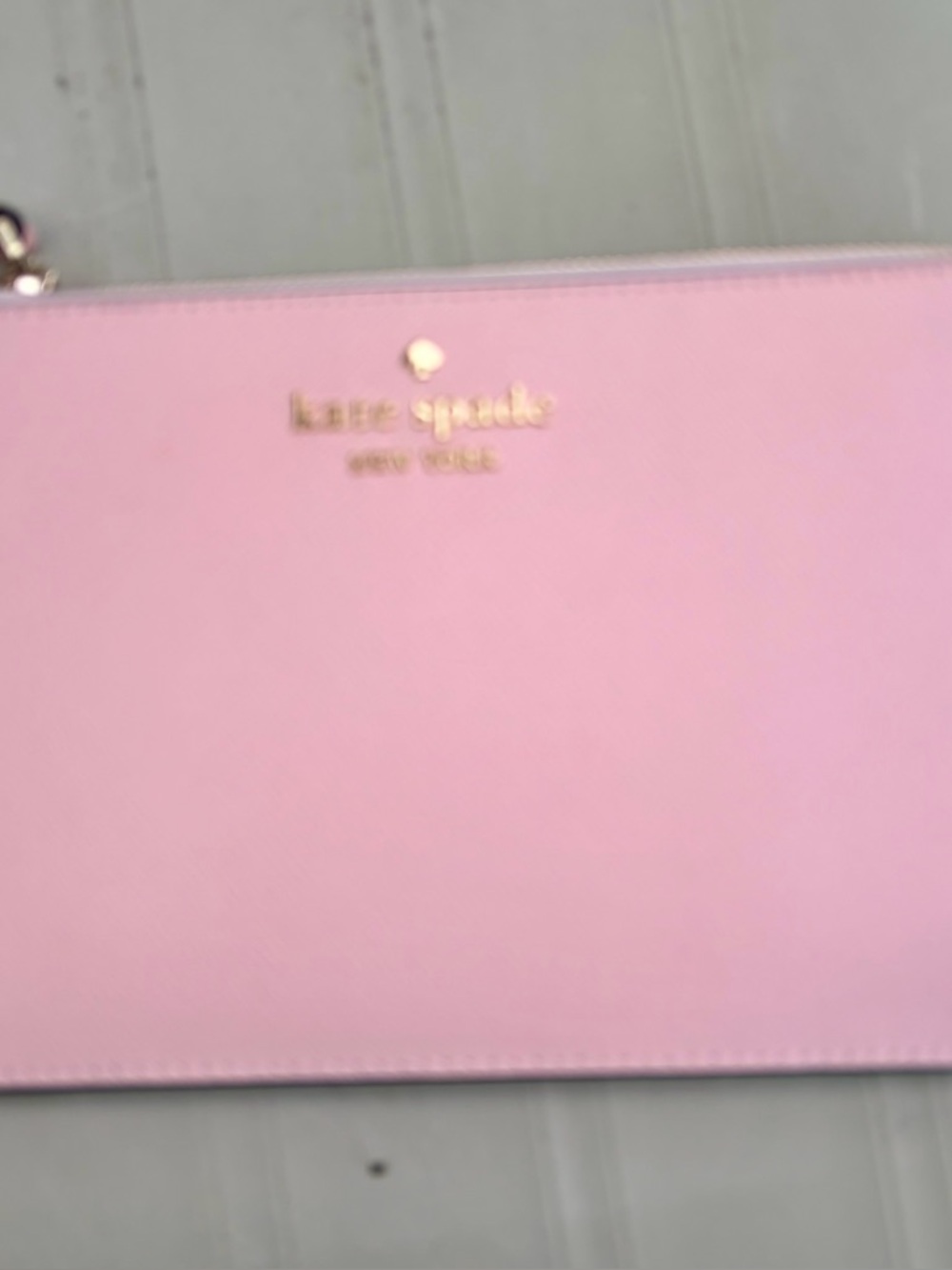 kate spade Pink Saffiano Wristlet Clutch with Gold Logo
